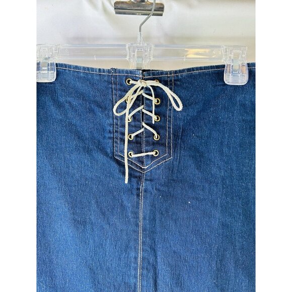 Vintage Y2K L.E.I Lace Up Mini Denim Jean Skirt Hip Hop - Picture 2 of 7